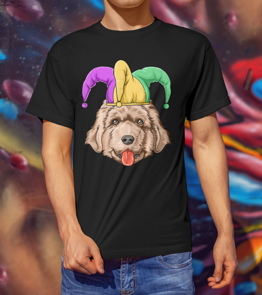 Mardi Gras Jester Newfoundland Dog Hat T-Shirt