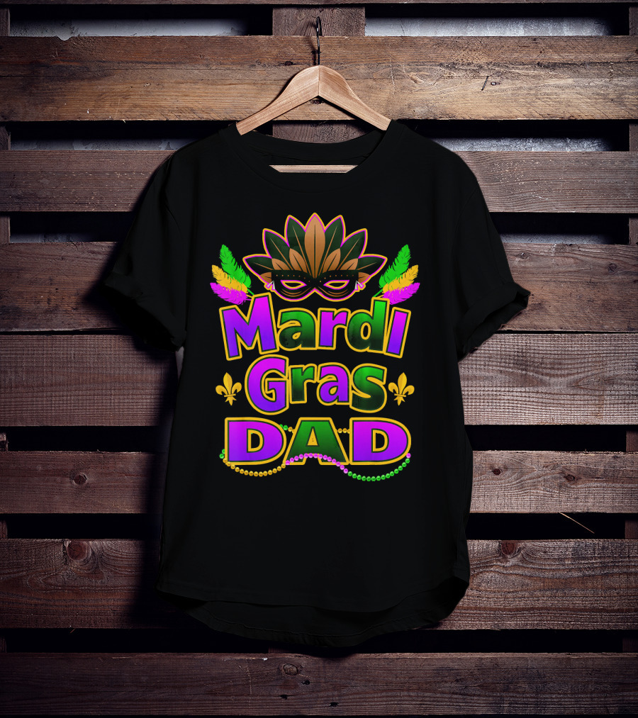 Mardi Gras Dad New Orleans Festive Masked T-Shirt