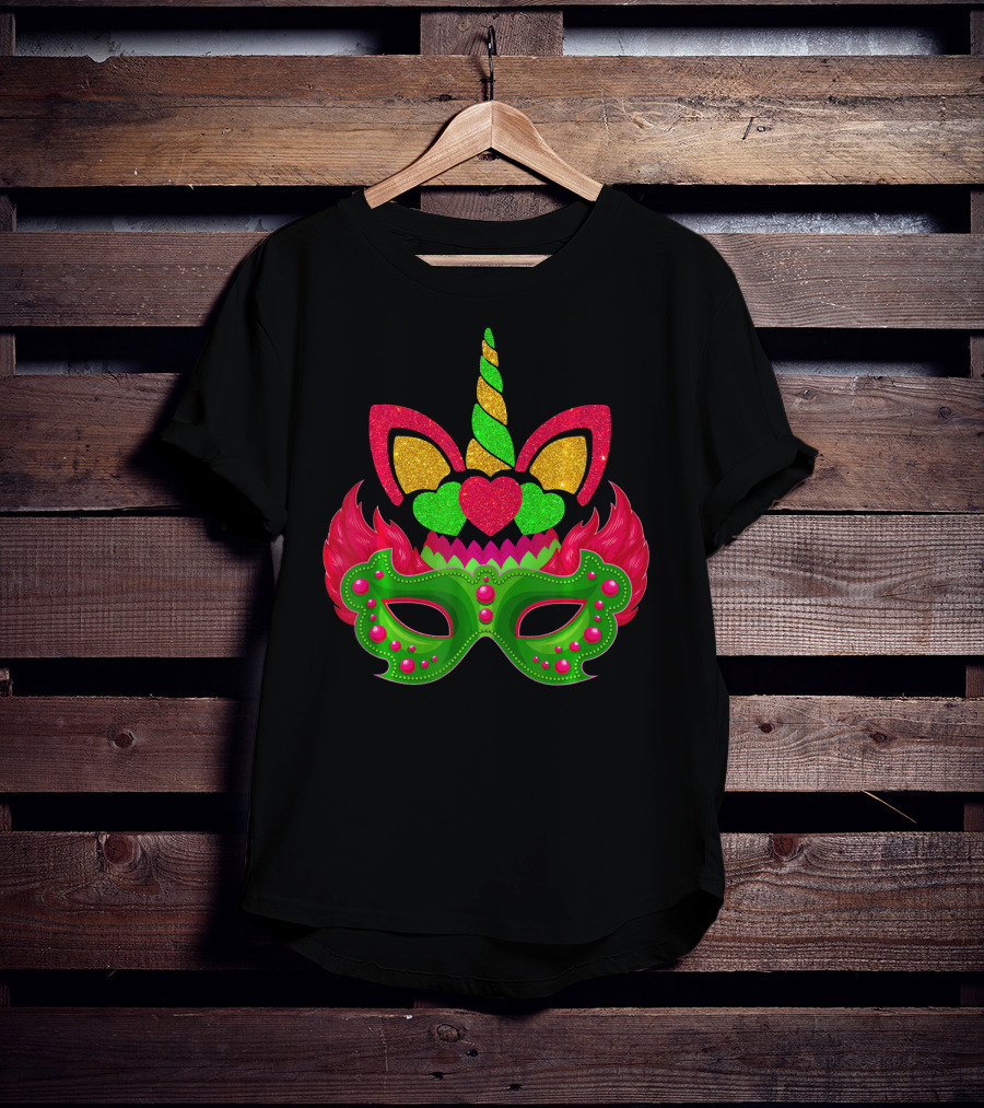 Carnival Jester Mask Unicorn Face Mardi Gras Mardi Gras T-Shirt