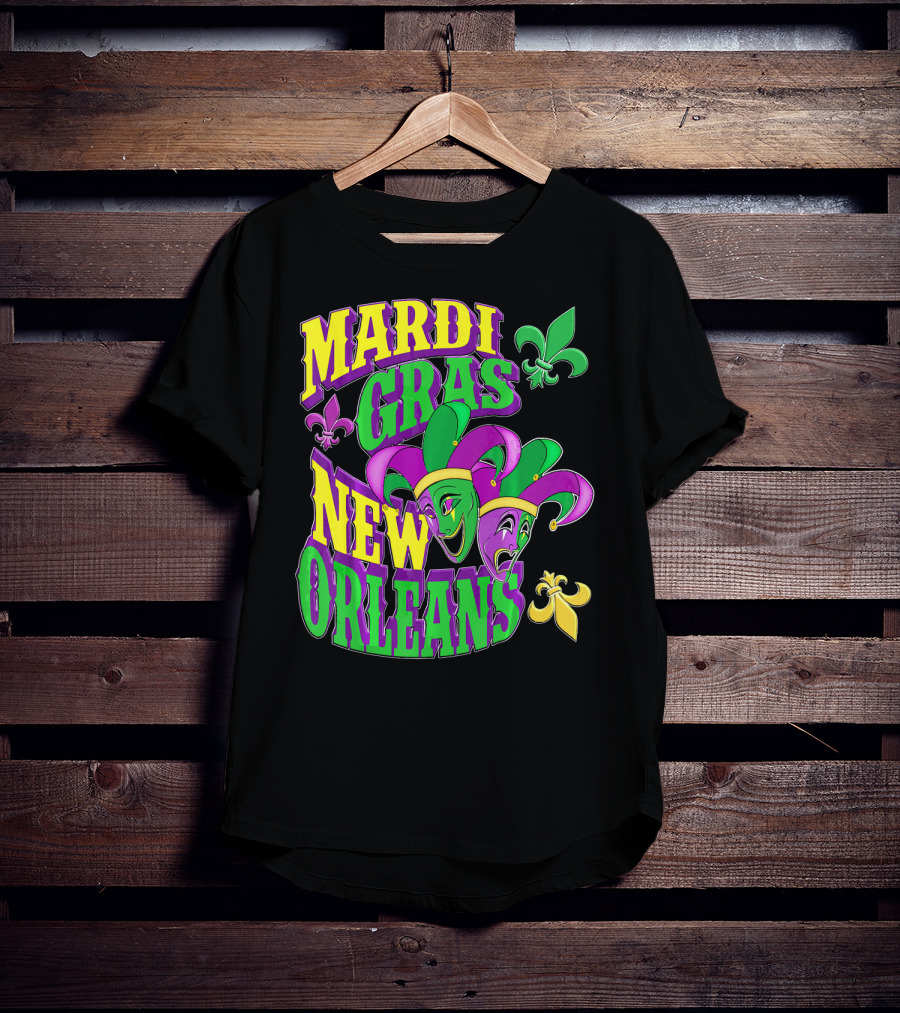Mardi Gras Masks New Orleans Fleur-de-Lis Parade T-Shirt