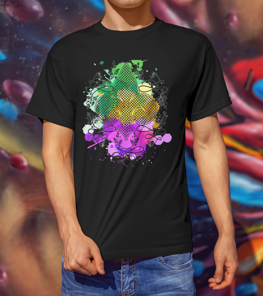 Fleur De Lis Mardi Gras Carnival Colors T-Shirt