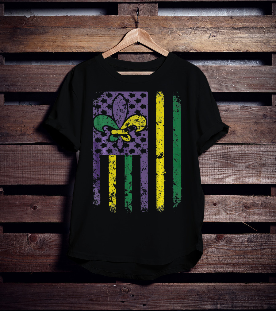 Mardi Gras Flag Fleur-de-Lis New Orleans T-Shirt