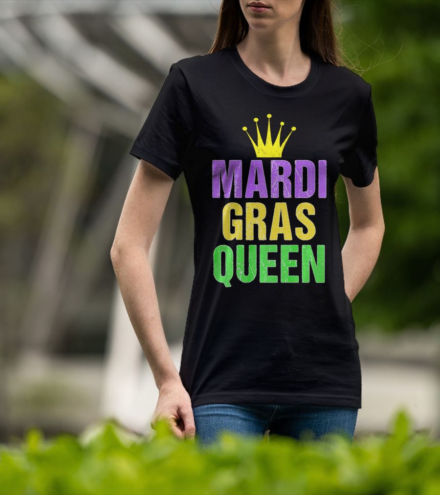 Mardi Gras Queen Mardi Gras Crown Purple Yellow Green T-Shirt