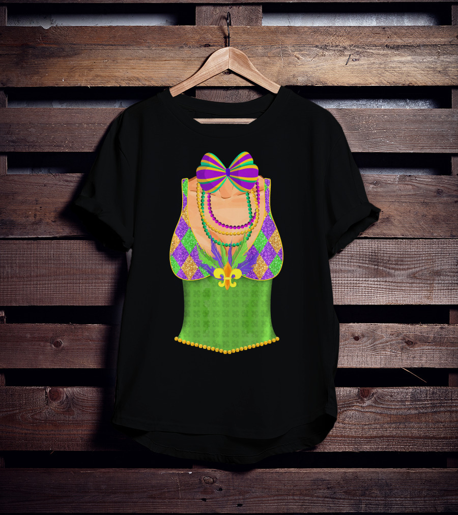 Colorful Mardi Gras Beads Tuxedo Costume With Harlequin T-Shirt