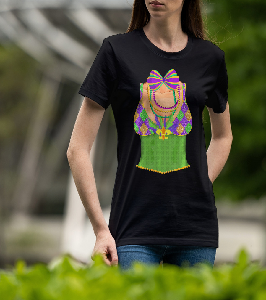 Colorful Mardi Gras Beads Tuxedo Costume With Harlequin T-Shirt