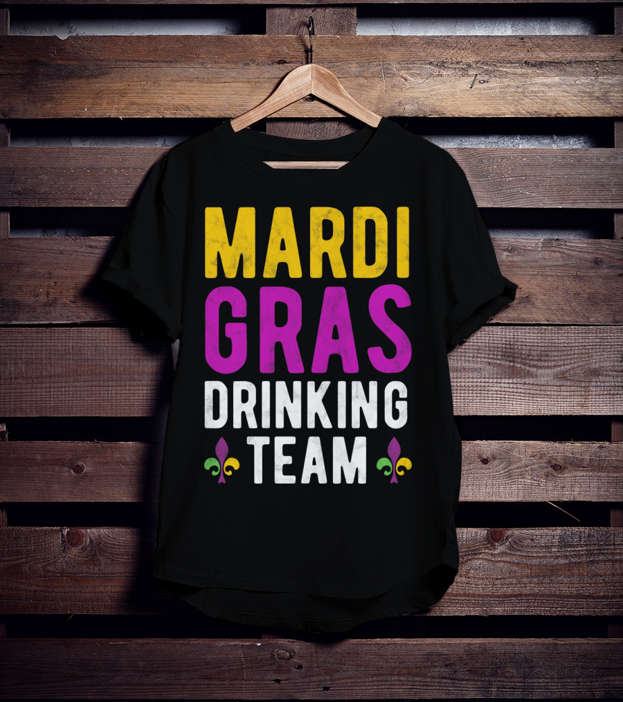 Mardi Gras Drinking Team New Orleans Fleur-de-Lis T-Shirt