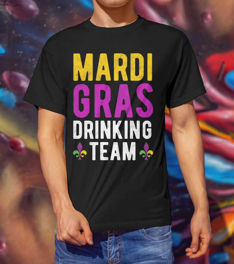 Mardi Gras Drinking Team New Orleans Fleur-de-Lis T-Shirt