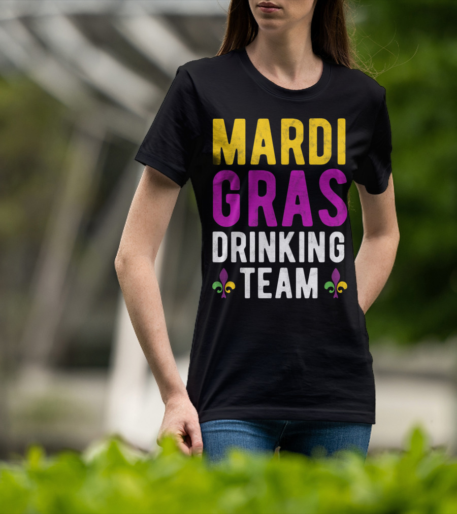 Mardi Gras Drinking Team New Orleans Fleur-de-Lis T-Shirt