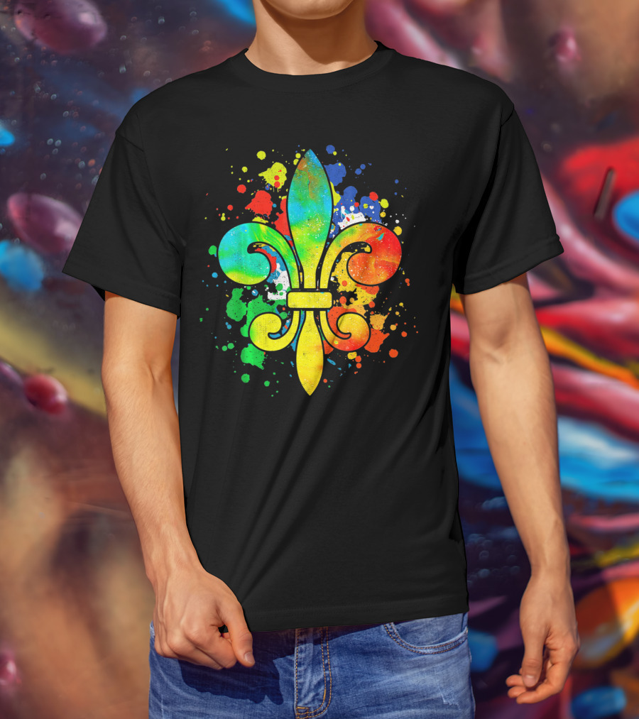 Mardi Gras New Orleans Colorful Fleur De Lis T-Shirt