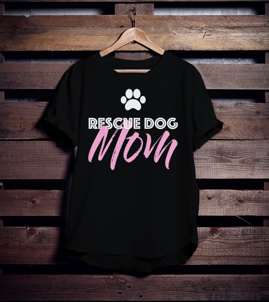 Rescue Dog Mom Paw Print Cute Shelter Dog T-Shirt