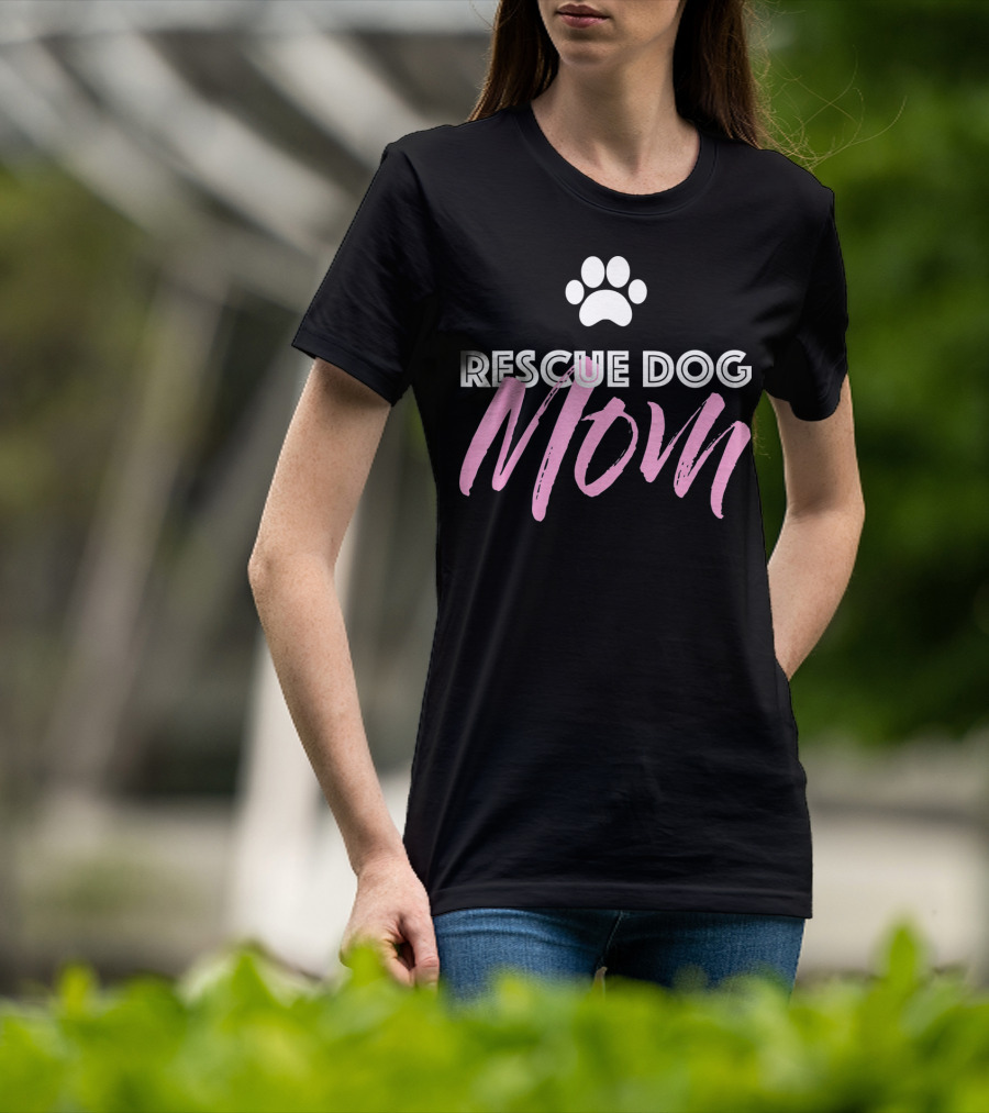 Rescue Dog Mom Paw Print Cute Shelter Dog T-Shirt