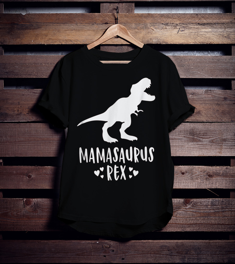 Mamasaurus Rex Mother Dinosaur With Hearts T-Shirt