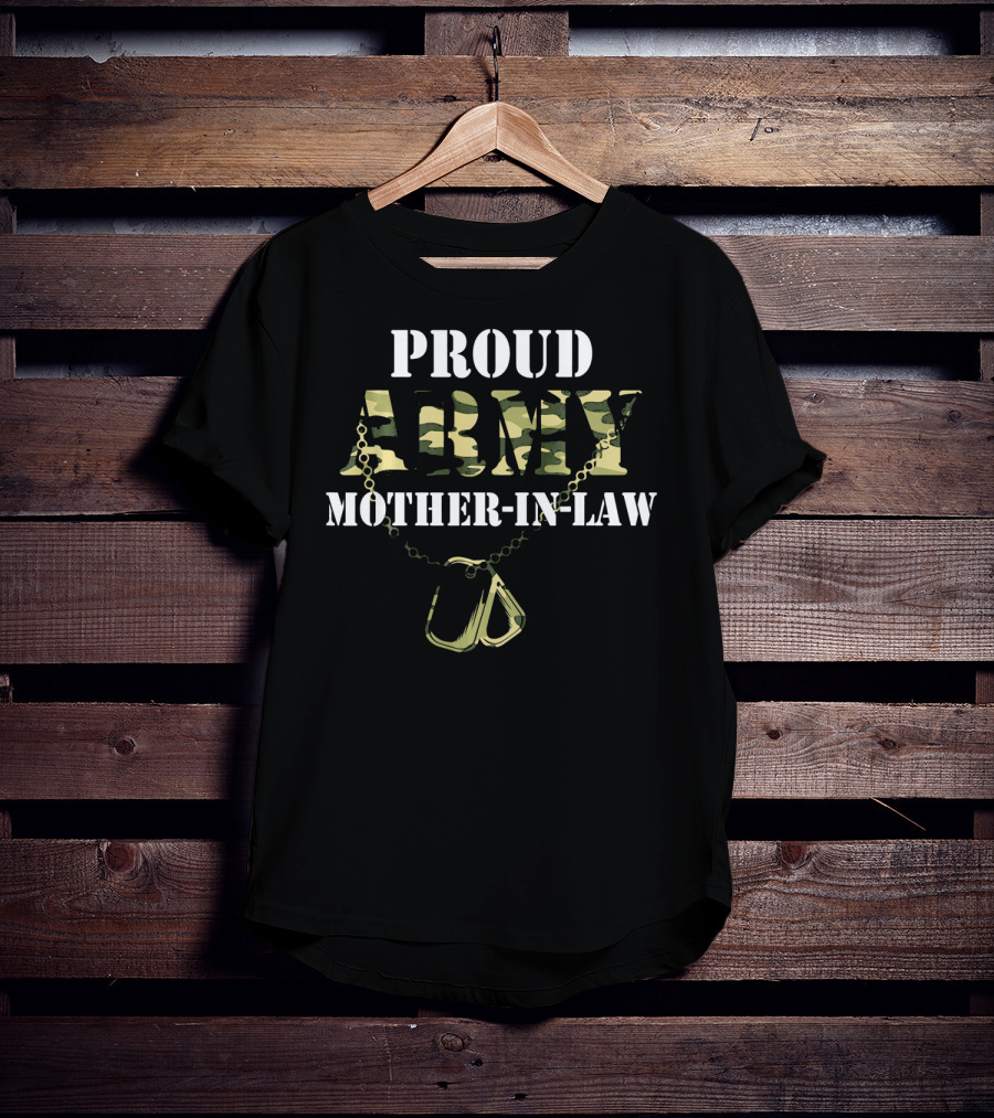 Proud Army Mother-In-Law Camouflage Dog Tags T-Shirt