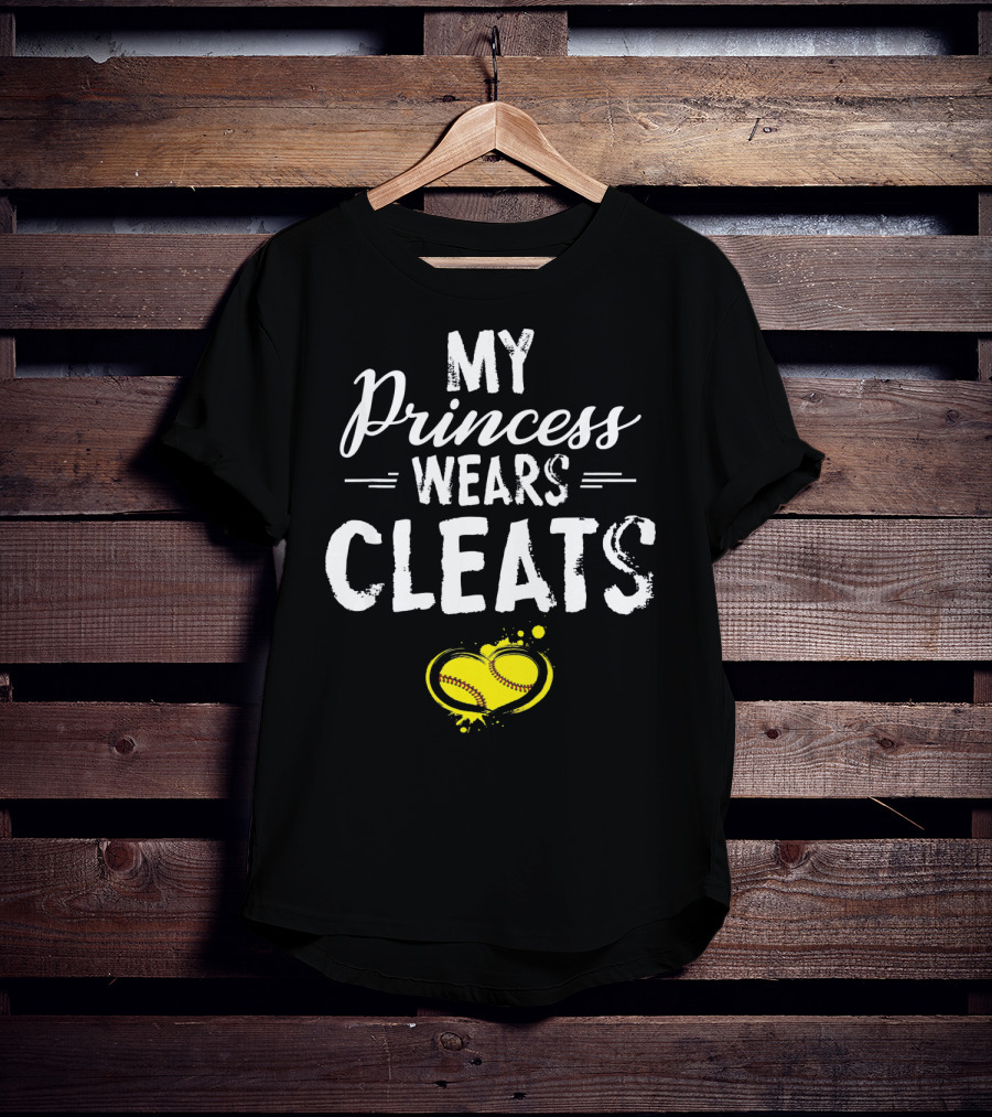 My Princess Wears Cleats Heart Softball T-Shirt