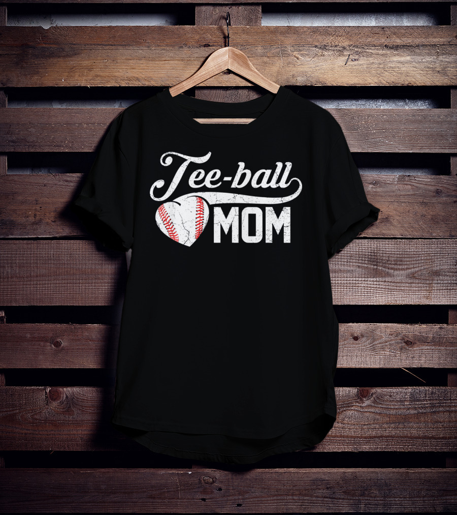 Tee-Ball Mom Heart Baseball T-Shirt