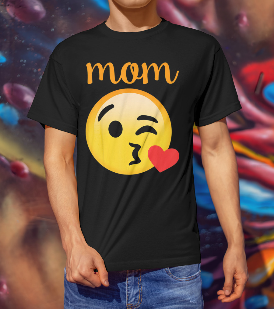 Mom Kissing Emoji Heart Kiss Emoji T-Shirt