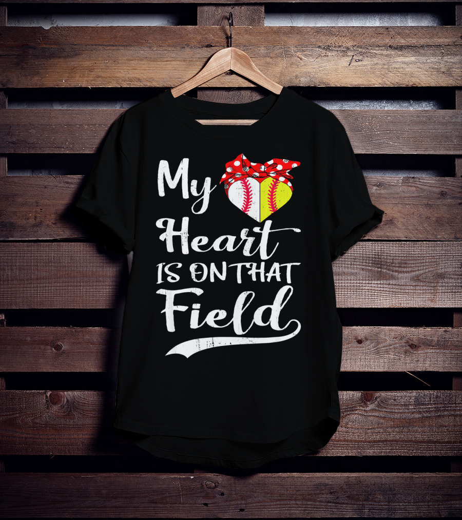 My Heart Is On That Field Baseball With Bandana Heart T-Shirt
