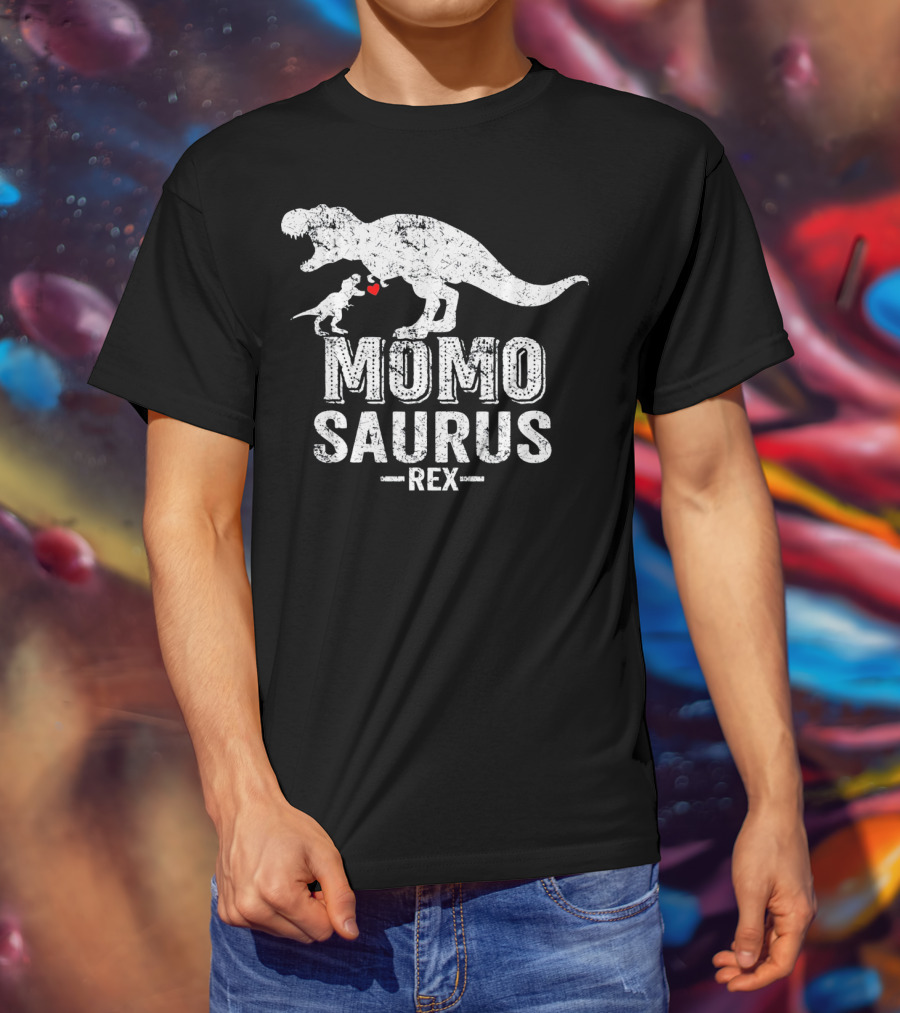 Momo Saurus Rex Dinosaur Family Love T-Shirt