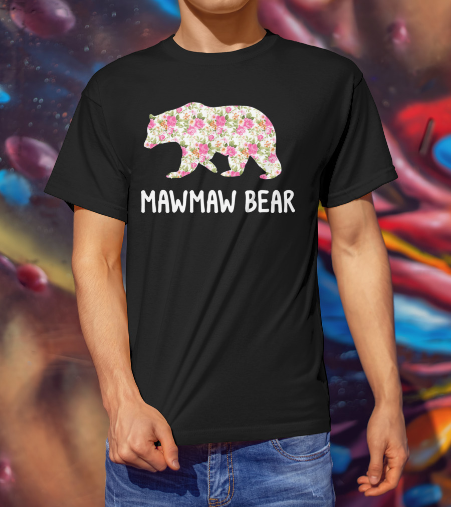 Mawmaw Bear Floral Grandmother T-Shirt
