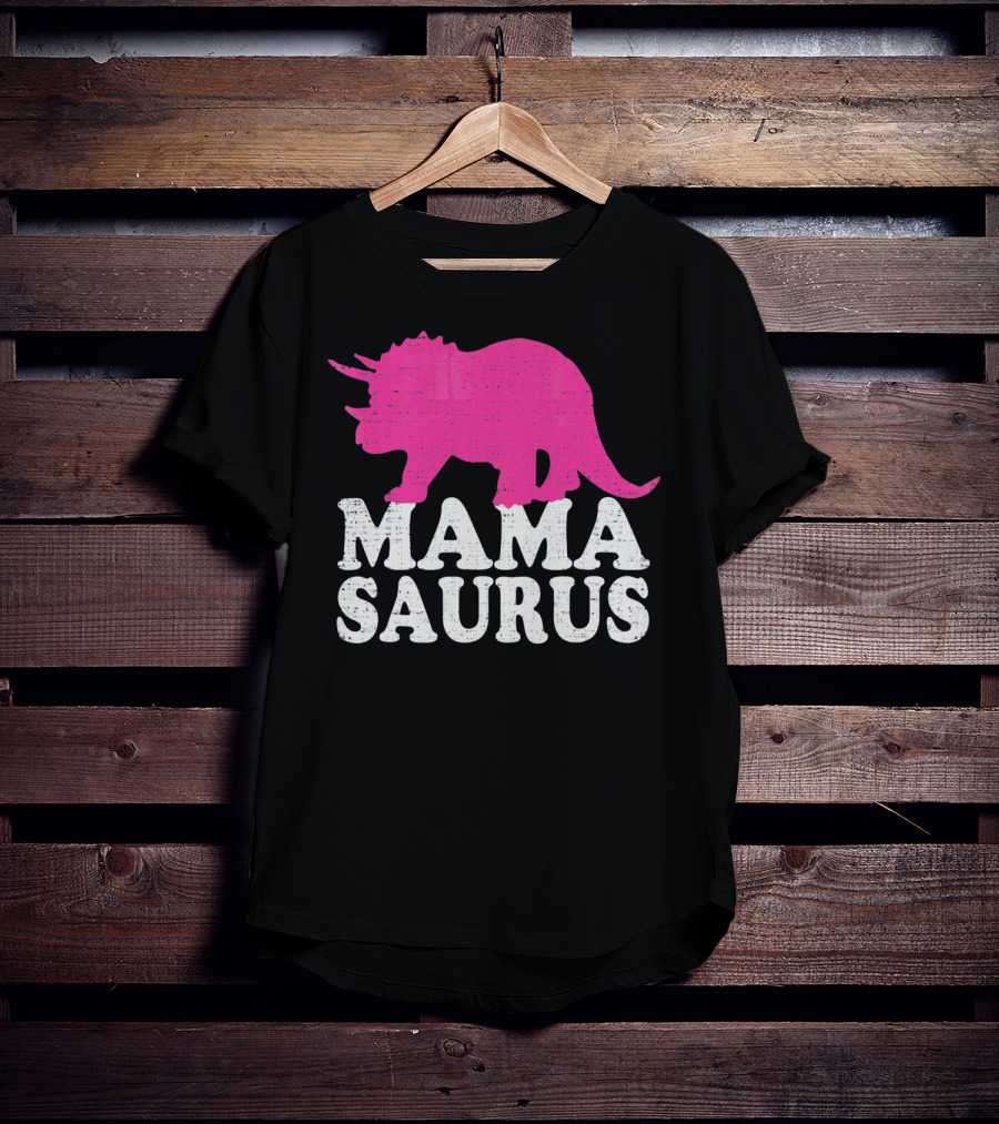 MAMASAURUS Pink Triceratops T-Shirt