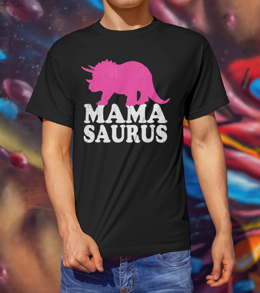 MAMASAURUS Pink Triceratops T-Shirt
