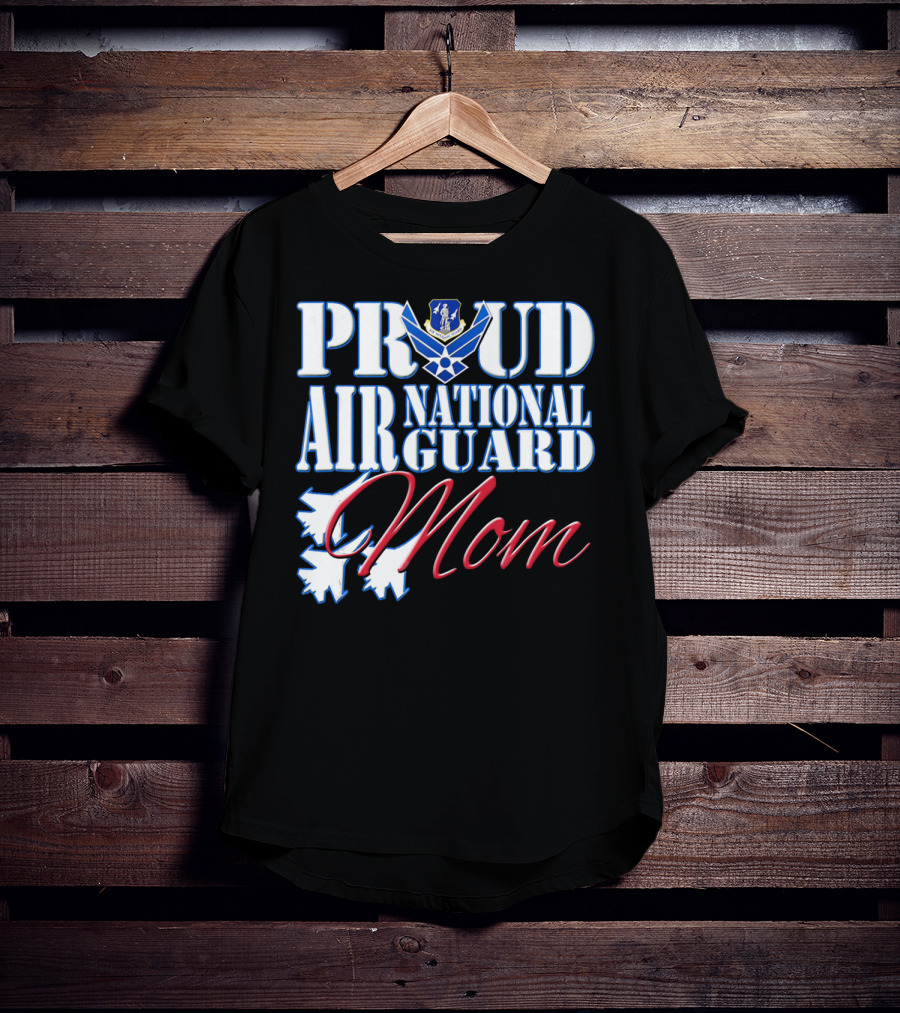 Proud Air National Guard Mom USAF Emblem With Jet T-Shirt