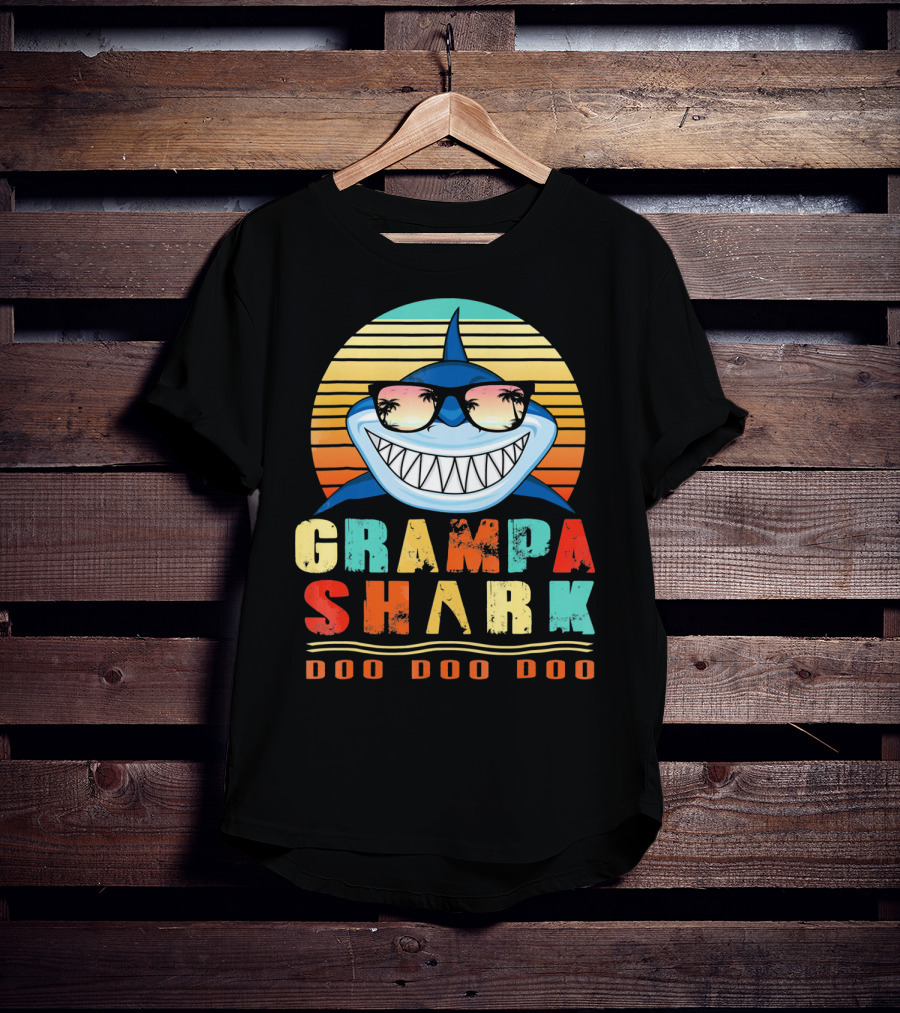 Grampa Shark Doo Doo Doo Retro Vintage T-Shirt