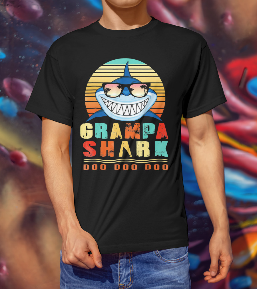 Grampa Shark Doo Doo Doo Retro Vintage T-Shirt