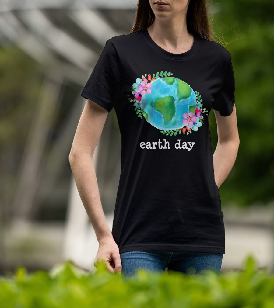 Earth Day Floral Globe Mother Nature T-Shirt