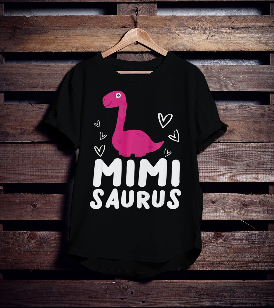 Mimisaurus Rex Mimi Saurus Din Pink Dinosaur With Hearts T-Shirt