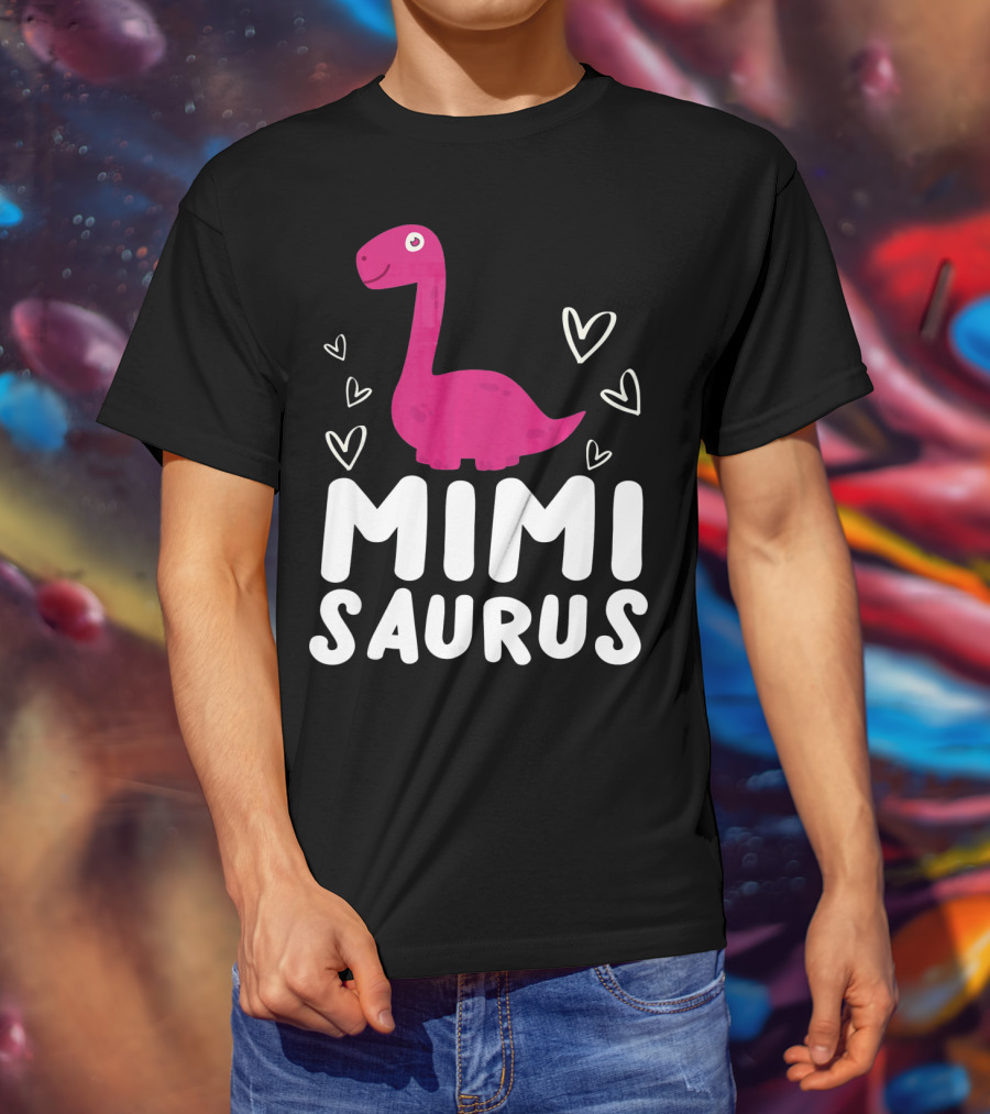 Mimisaurus Rex Mimi Saurus Din Pink Dinosaur With Hearts T-Shirt