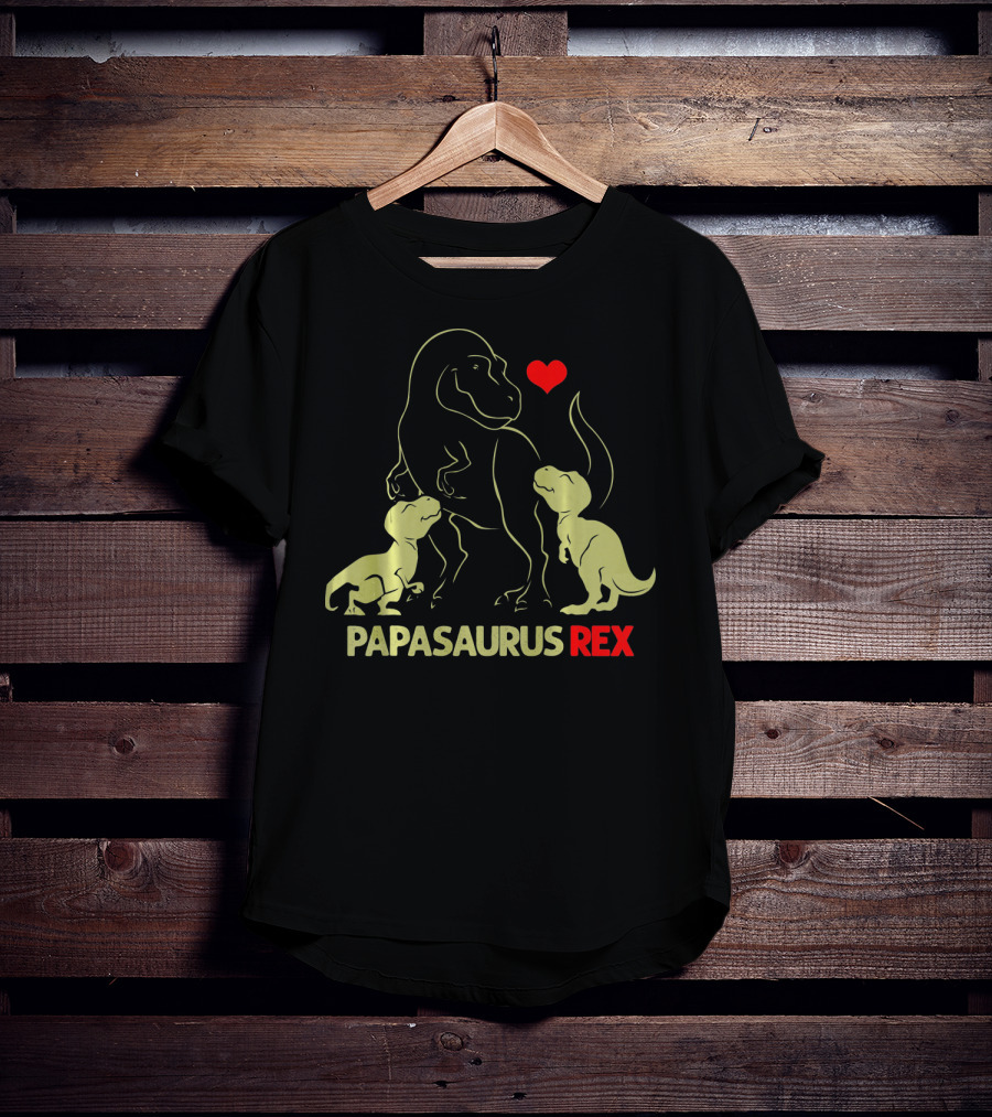 Papasaurus Rex Dinosaur Heart Family Father's Day T-Shirt