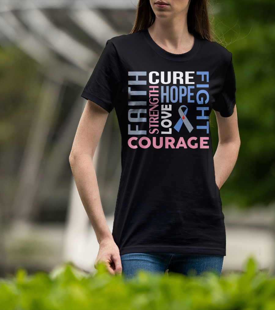 Faith Cure Fight Strength Hope Love Courage Diabetes Awareness T-Shirt