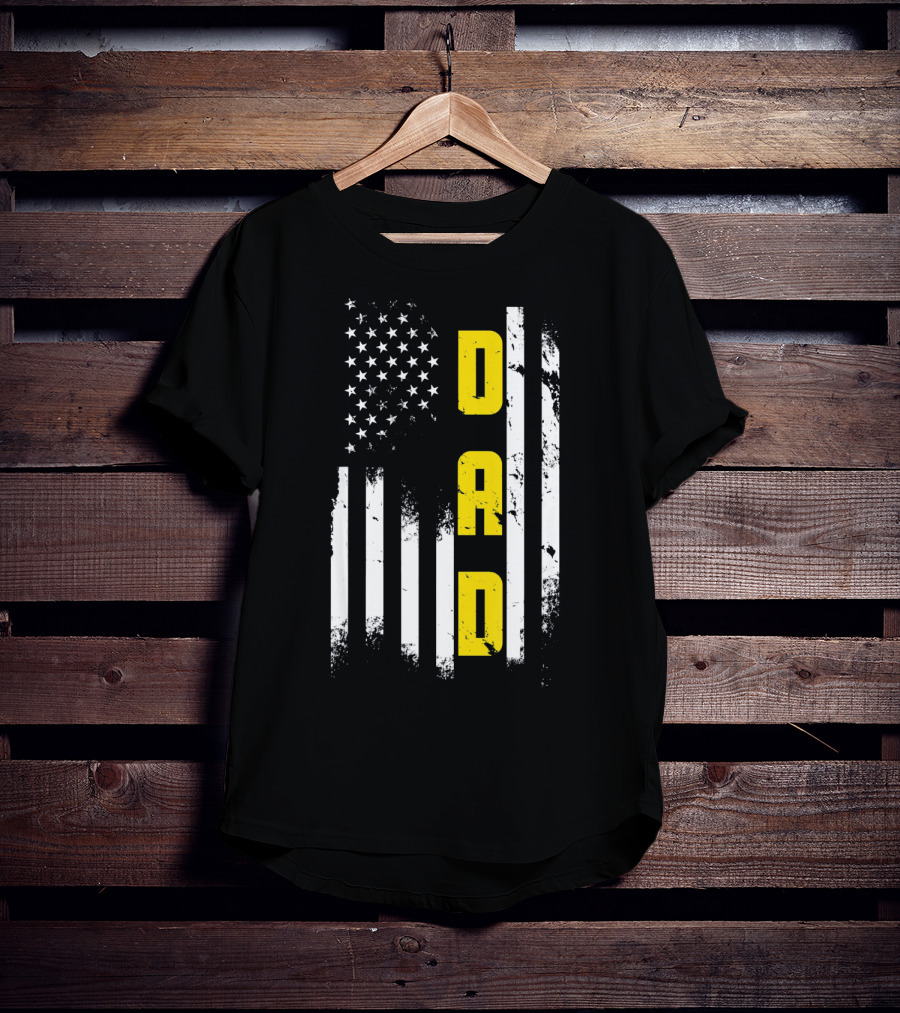 Thin Gold Line Flag Dad 911 Dispatcher Father's Day T-Shirt
