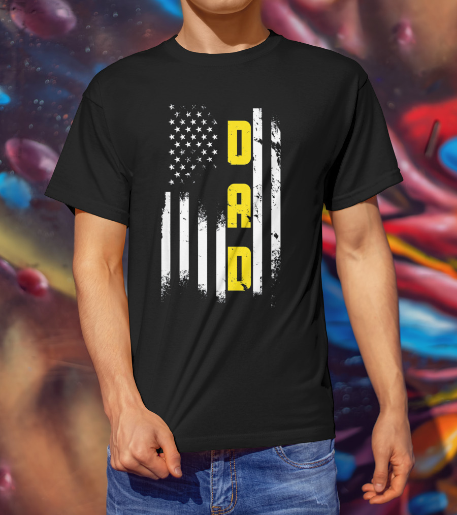 Thin Gold Line Flag Dad 911 Dispatcher Father's Day T-Shirt