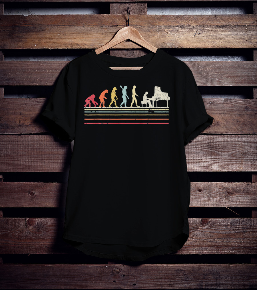 Funny Piano Retro Vintage Evolution Music Steps T-Shirt