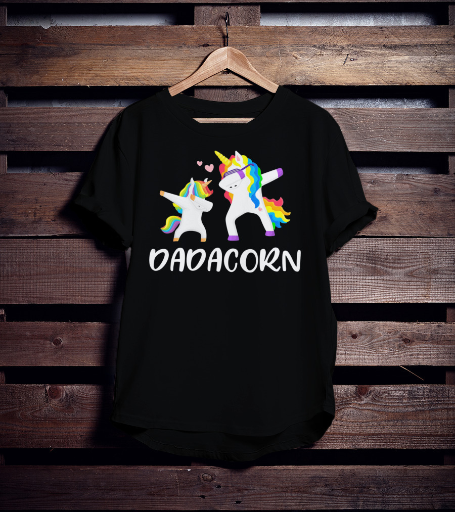 Dadacorn Rainbow Unicorn Daddy And Child Dancing T-Shirt