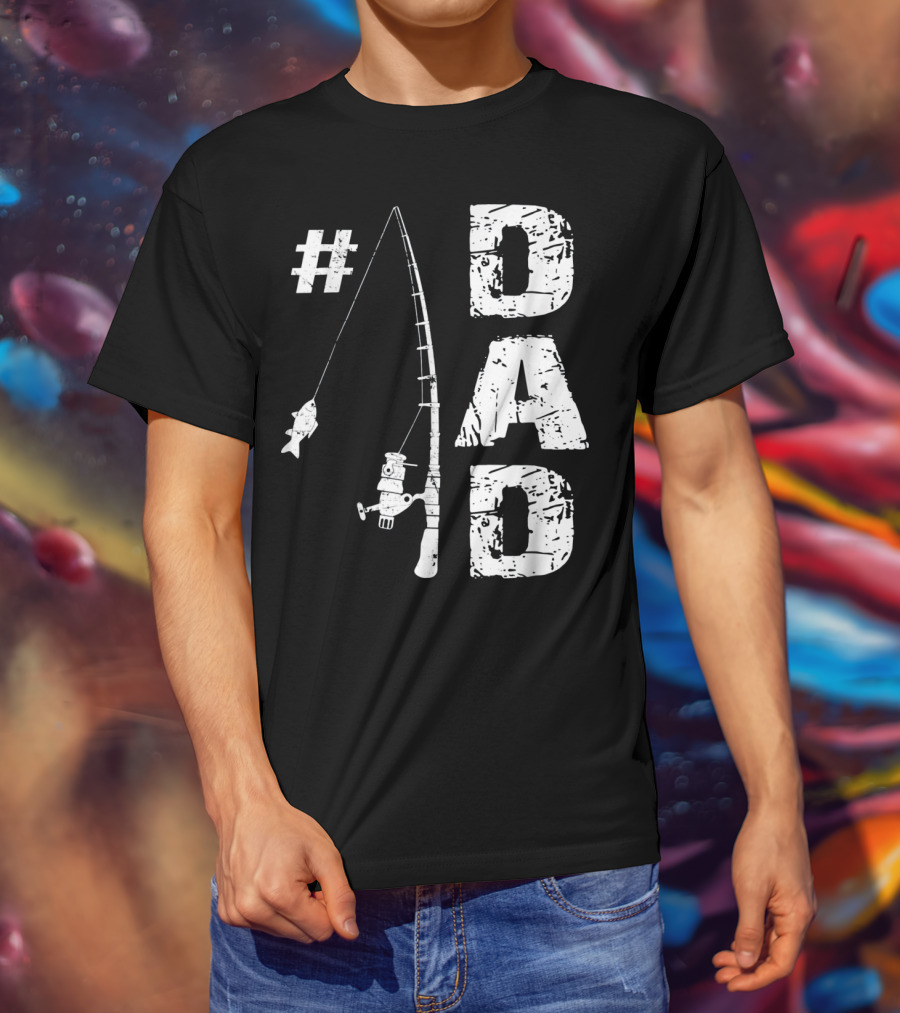 1 Dad Fishing Rod Catching Fish T-Shirt
