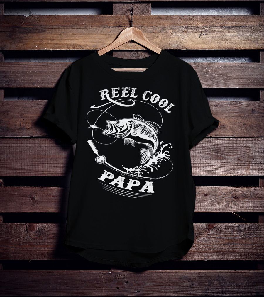 Reel Cool Papa Bass Fishing Rod Splash Enthusiast T-Shirt