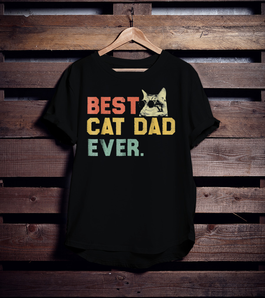 Best Cat Dad Ever Vintage Sunglasses Cat Daddy T-Shirt