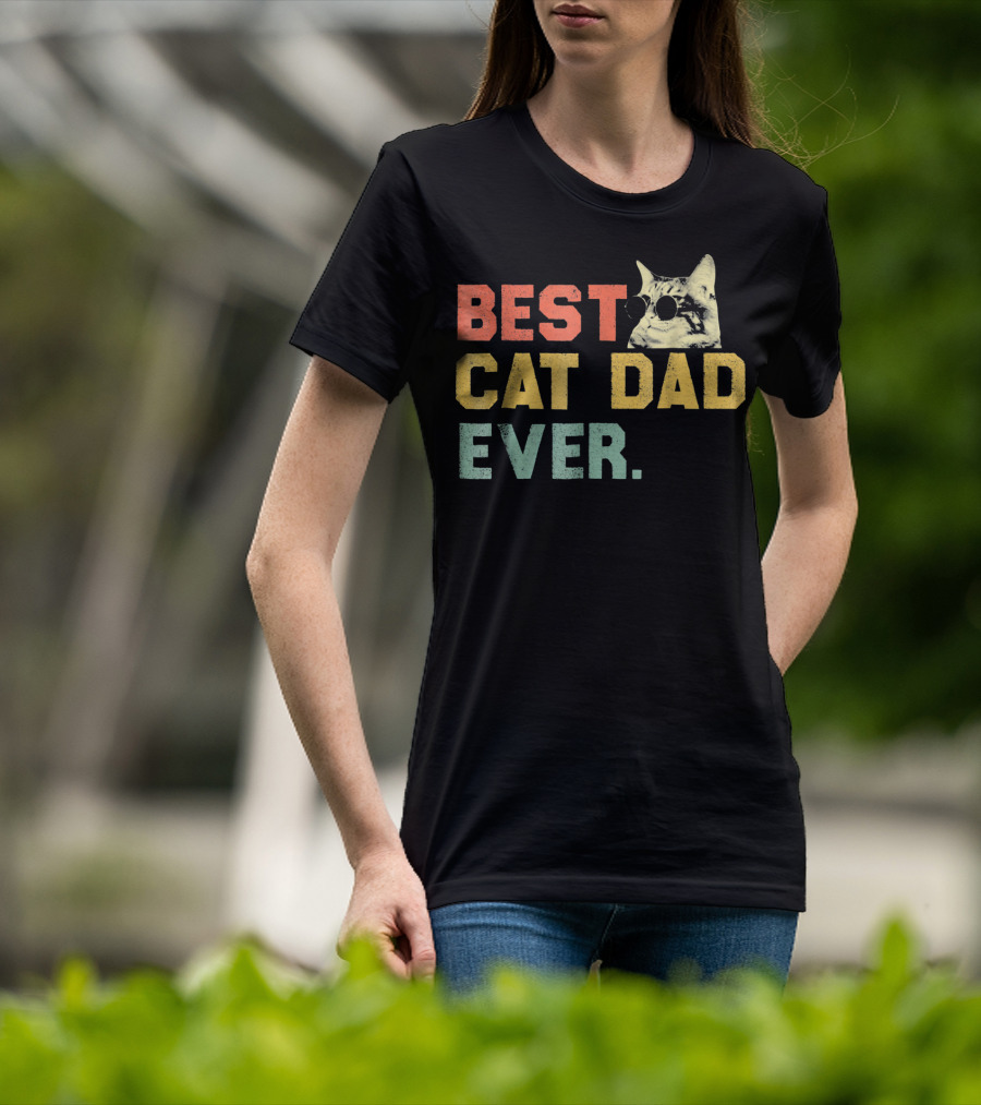 Best Cat Dad Ever Vintage Sunglasses Cat Daddy T-Shirt