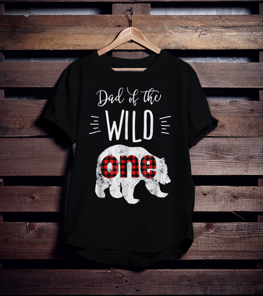 Dad Of The Wild One Bear Plaid T-Shirt