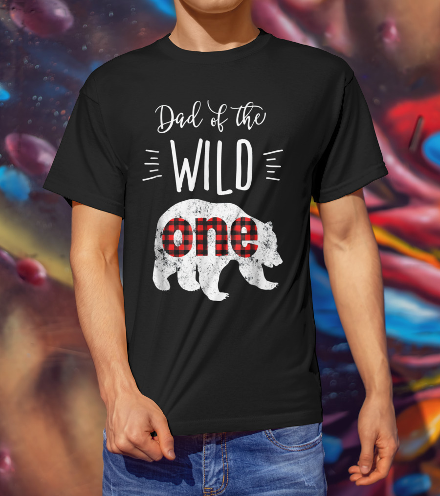 Dad Of The Wild One Bear Plaid T-Shirt