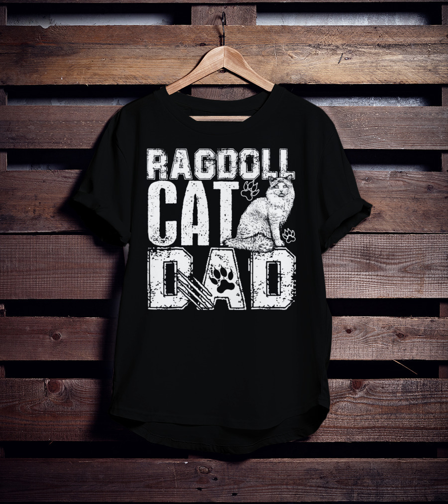 Ragdoll Cat Dad Cat Paw Prints T-Shirt