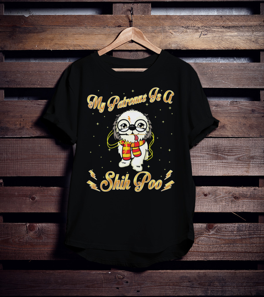 My Patronus Is A Shih Poo Harry Dog Magic Wand Lightning Bolt T-Shirt