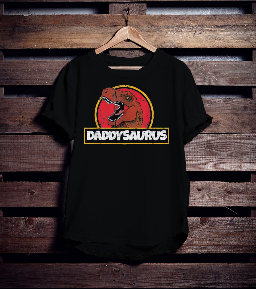 Daddysaurus TRex Dinosaur Fathers Retro Jurassic T-Shirt