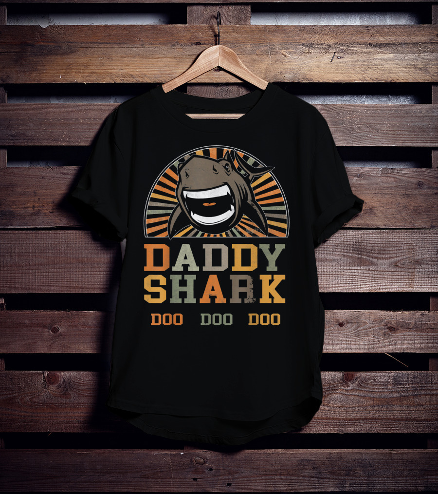 Daddy Shark Doo Doo Doo Mens Retro Shark T-Shirt