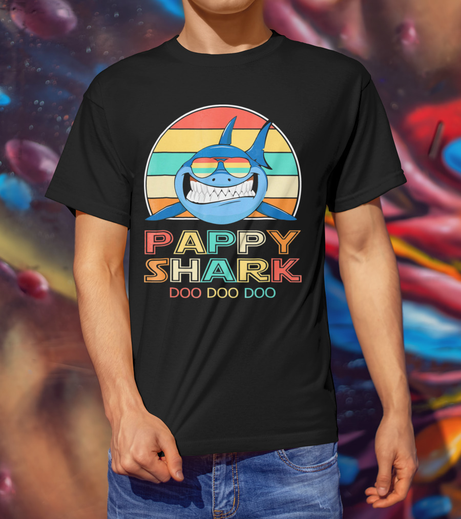 Pappy Shark Doo Doo Doo Retro Vintage T-Shirt