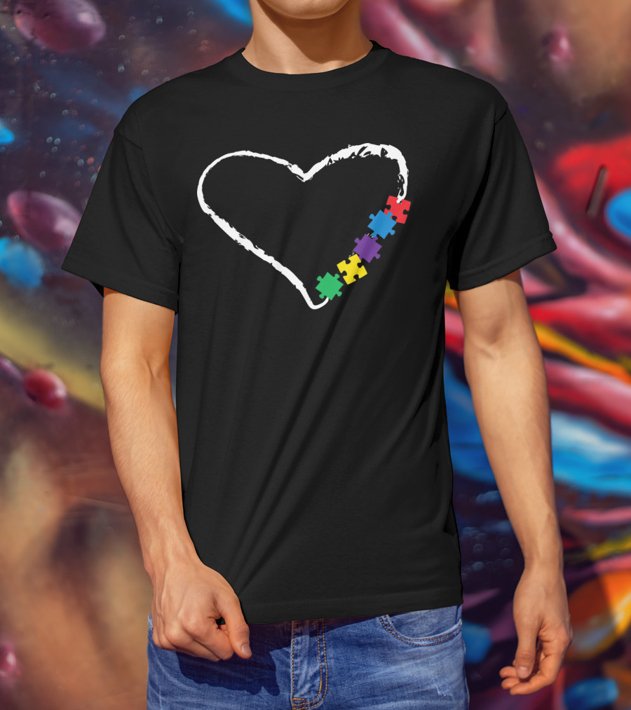 Autism Awareness Heart With Puzzle Pieces T-Shirt