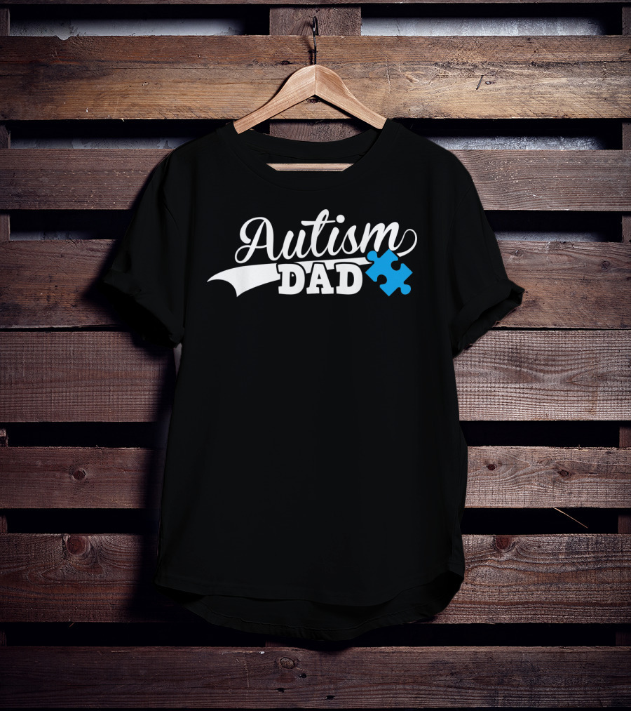 Autism Dad Awareness Puzzle Piece Support T-Shirt
